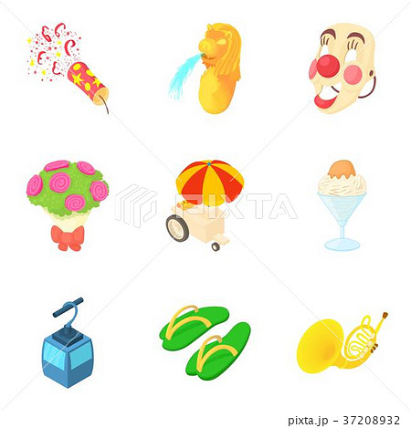 Stage icons set, cartoon style 37208932