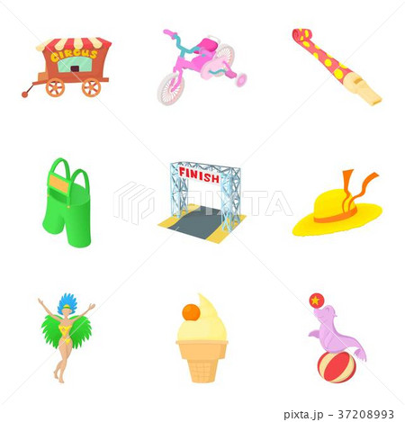 Finish icons set, cartoon style Finish icons set, cartoon style 37208993