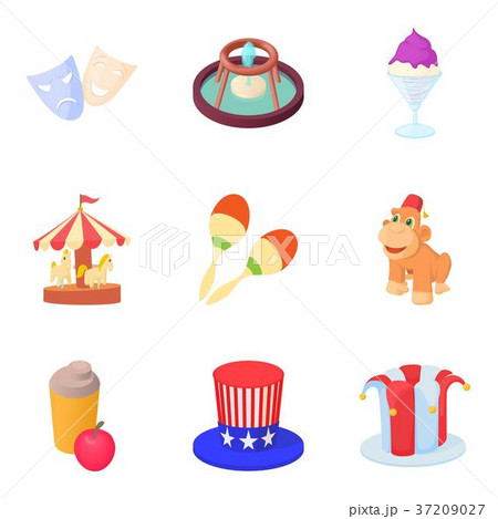 Theater icons set, cartoon style 37209027