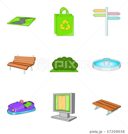 Amusement park icons set, cartoon style 37209036