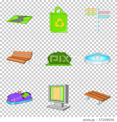 Amusement park icons set, cartoon style 37209036
