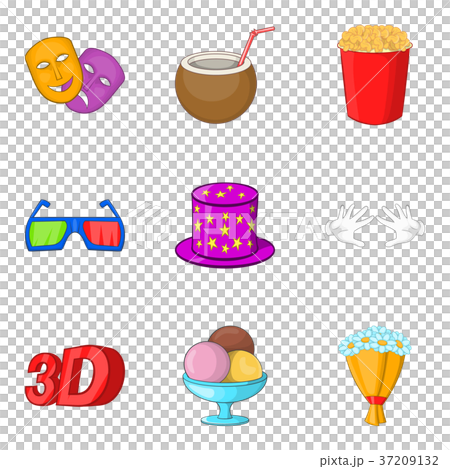 Picture show icons set, cartoon style 37209132