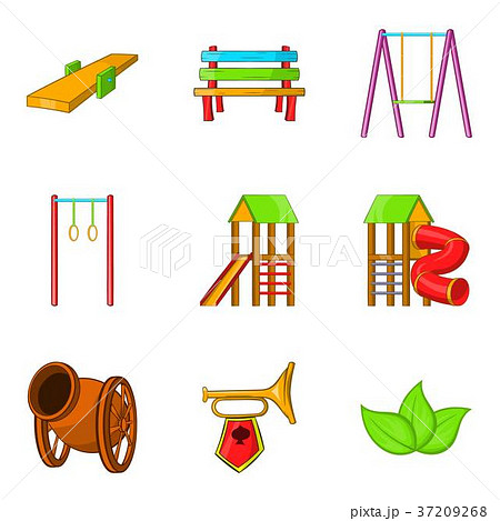 Round area icons set, cartoon style 37209268