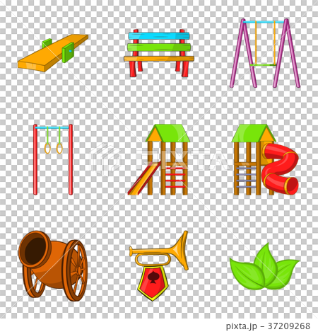 Round area icons set, cartoon style 37209268