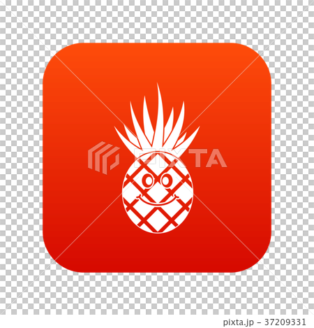 Smiling pineapple icon digital red Smiling pineapple icon digital red 37209331