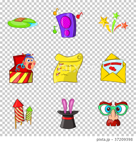 Entertaining show icons set, cartoon style 37209398