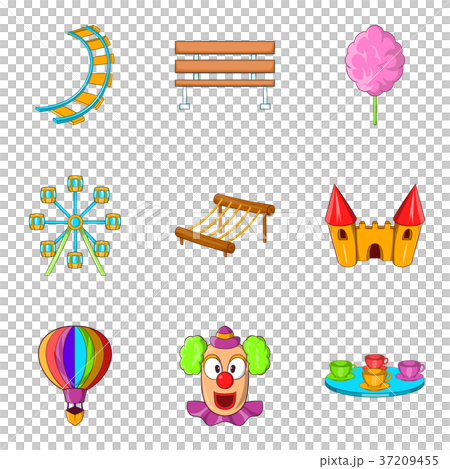 Hippodrome icons set, cartoon style 37209455