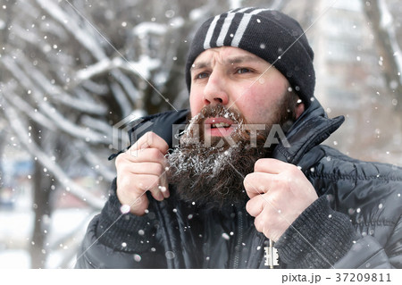 bearded man ice snow winter 37209811