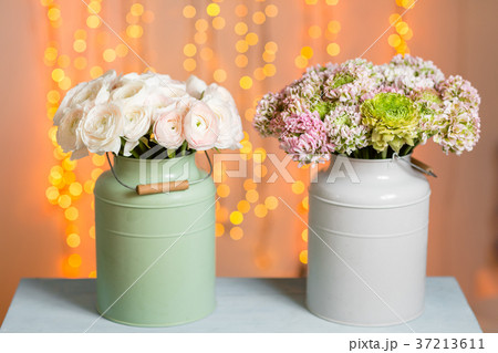 Pink persian buttercup flowers. Curly peony 37213611