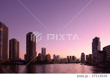 東京風景　佃島　東京都中央区　佃大橋　月島 37214036