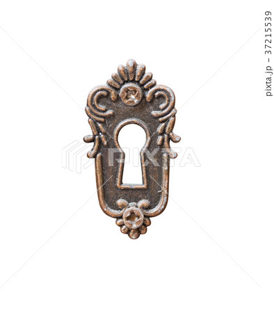 vintage key hole in white isolated 37215539