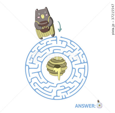 Children's maze with bear and honey. Puzzle game 37215547