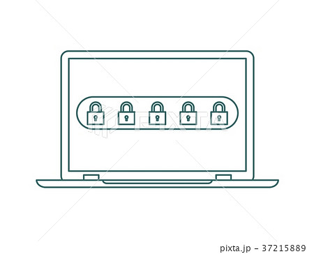 Laptop with password notification and lock icon Laptop with password notification and lock icon 37215889