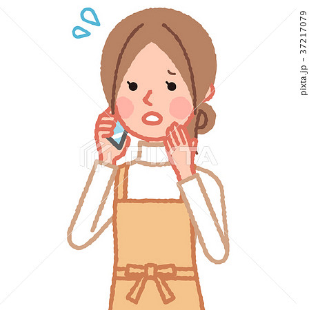 スマホで通話中の女性 慌てる のイラスト素材