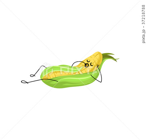 Cute funny corncob cartoon character lying and Cute funny corncob cartoon character lying and 37218788