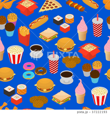 Fast Food Seamless Pattern Background Isometric 37222193