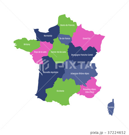 Map Of France Divided Into 13 Administrativeのイラスト素材