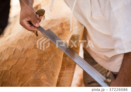 Hand-made wooden trough 37226086