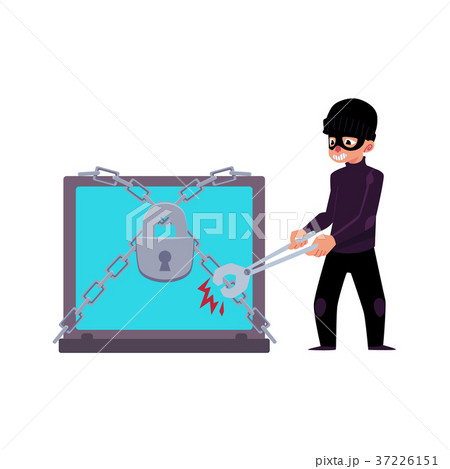 vector flat cartoon hacher data attack concept vector flat cartoon hacher data attack concept 37226151