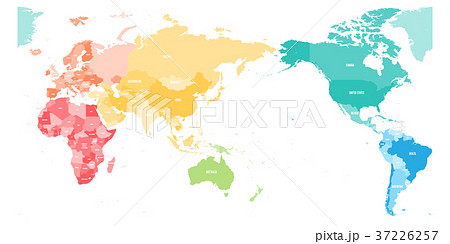 Colorful political map of World divided into six Colorful political map of World divided into six 37226257