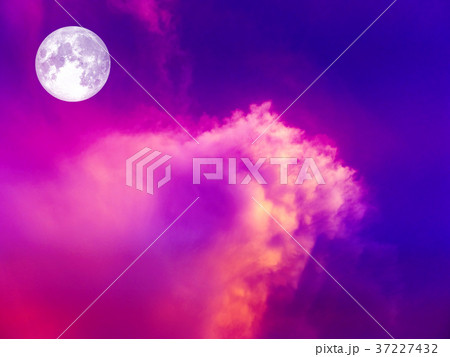 fullr moon in purple cloud on the sunset sky 37227432