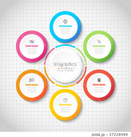Infographic design elements with 6 options. 37228499