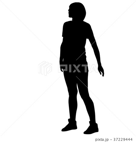 Silhouette of People Standing on White Background 37229444