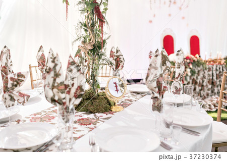Interior of a wedding tent decoration ready for 37230374