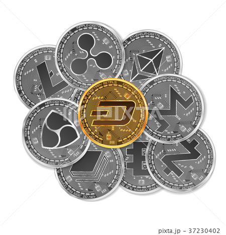 Set of gold and silver crypto currencies 37230402