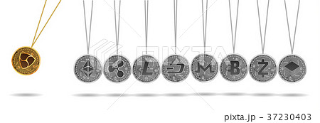Newton cradle of gold and silver crypto currencies 37230403