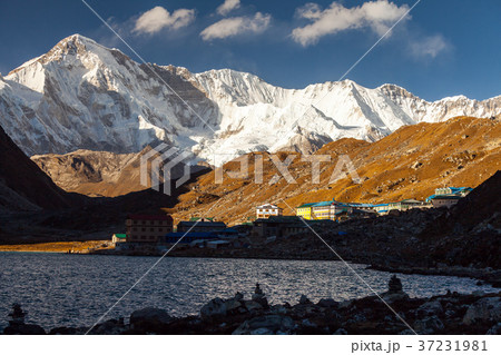 View to Gokyo, lake Dudh Pokhari, peak Gokyo Ri 37231981
