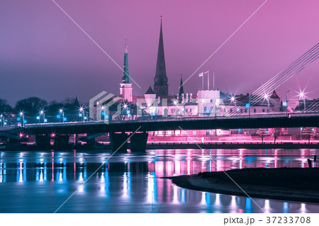 Old Town and River Daugava at night, Riga, Latvia Old Town and River Daugava at night, Riga, Latvia 37233708