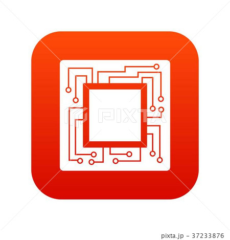 Microchip icon digital red 37233876