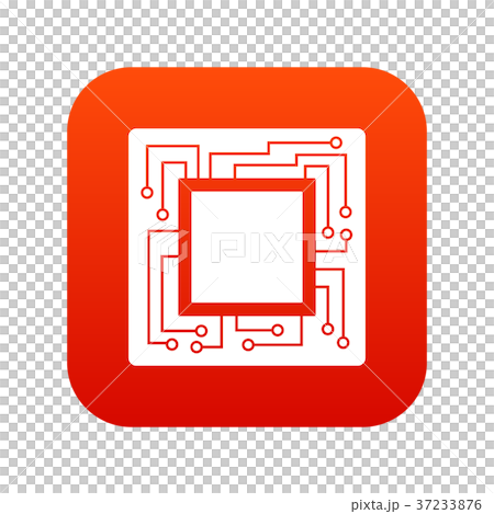 Microchip icon digital red 37233876