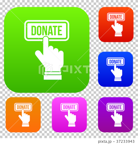 Hand presses button to donate set collection Hand presses button to donate set collection 37233943