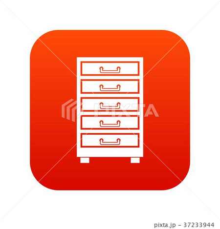 Wooden cabinet with drawers icon digital red 37233944