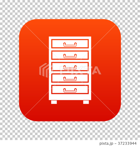 Wooden cabinet with drawers icon digital red 37233944