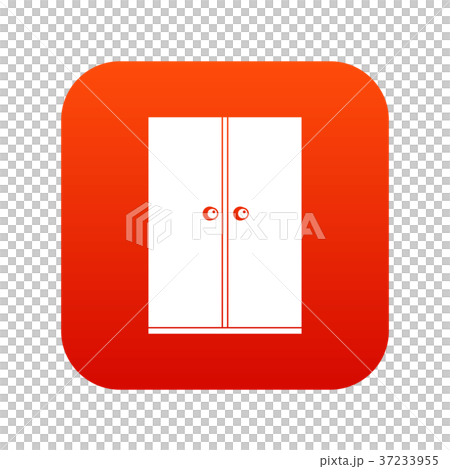 Wooden wardrobe icon digital red Wooden wardrobe icon digital red 37233955