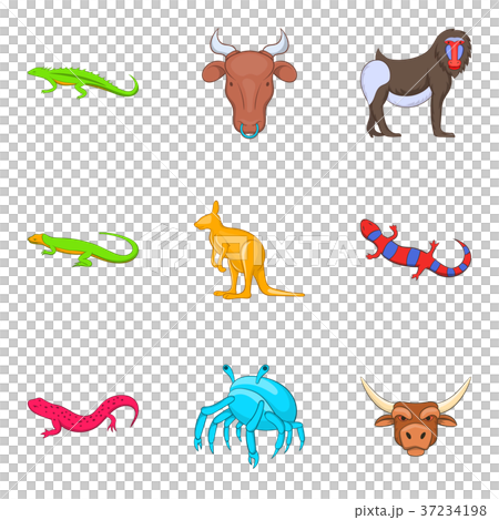 Australian animal icons set, cartoon style 37234198
