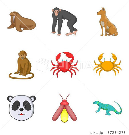 Monkey icons set, cartoon style 37234273