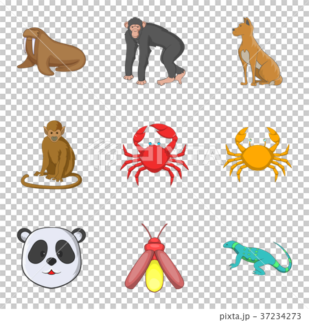 Monkey icons set, cartoon style 37234273