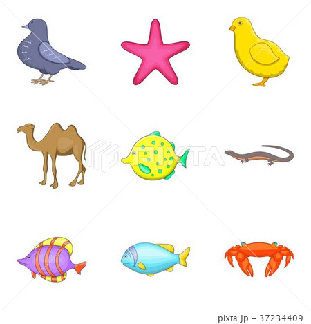 Pisces icons set, cartoon style 37234409