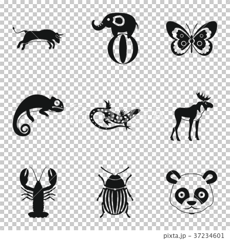 Rare animal icons set, simple style - Stock Illustration [37234601] - PIXTA