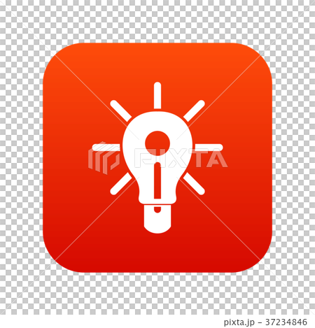Glowing light bulb icon digital red 37234846