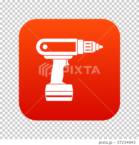 Electric screwdriver drill icon digital red Electric screwdriver drill icon digital red 37234943