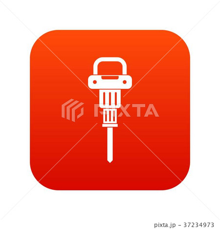 Pneumatic hammer icon digital red Pneumatic hammer icon digital red 37234973