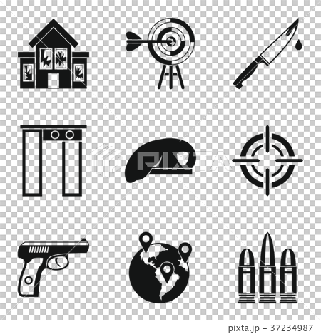 Mobster icons set, simple style Mobster icons set, simple style 37234987