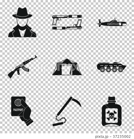Delinquent icons set, simple style Delinquent icons set, simple style 37235002