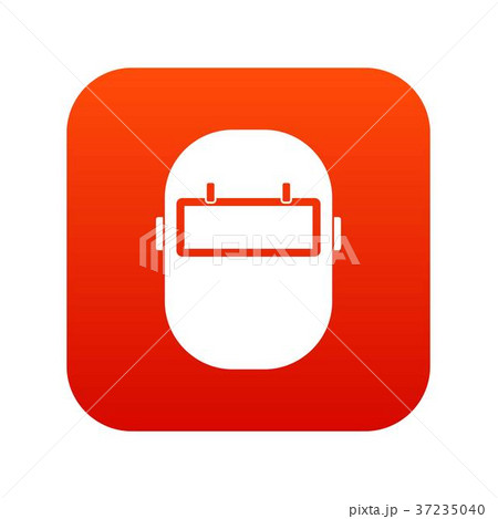 Welding mask icon digital red 37235040