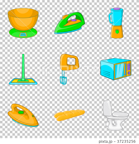 Laundry icons set, cartoon style Laundry icons set, cartoon style 37235256